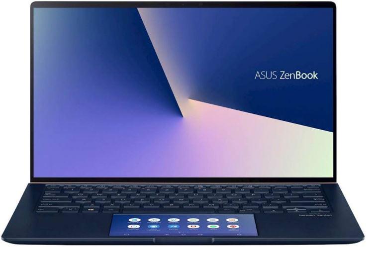 Asus ZenBook 14 UX434FLC laptop with 14-inch FHD touch display, Intel i7 processor, and sleek design.